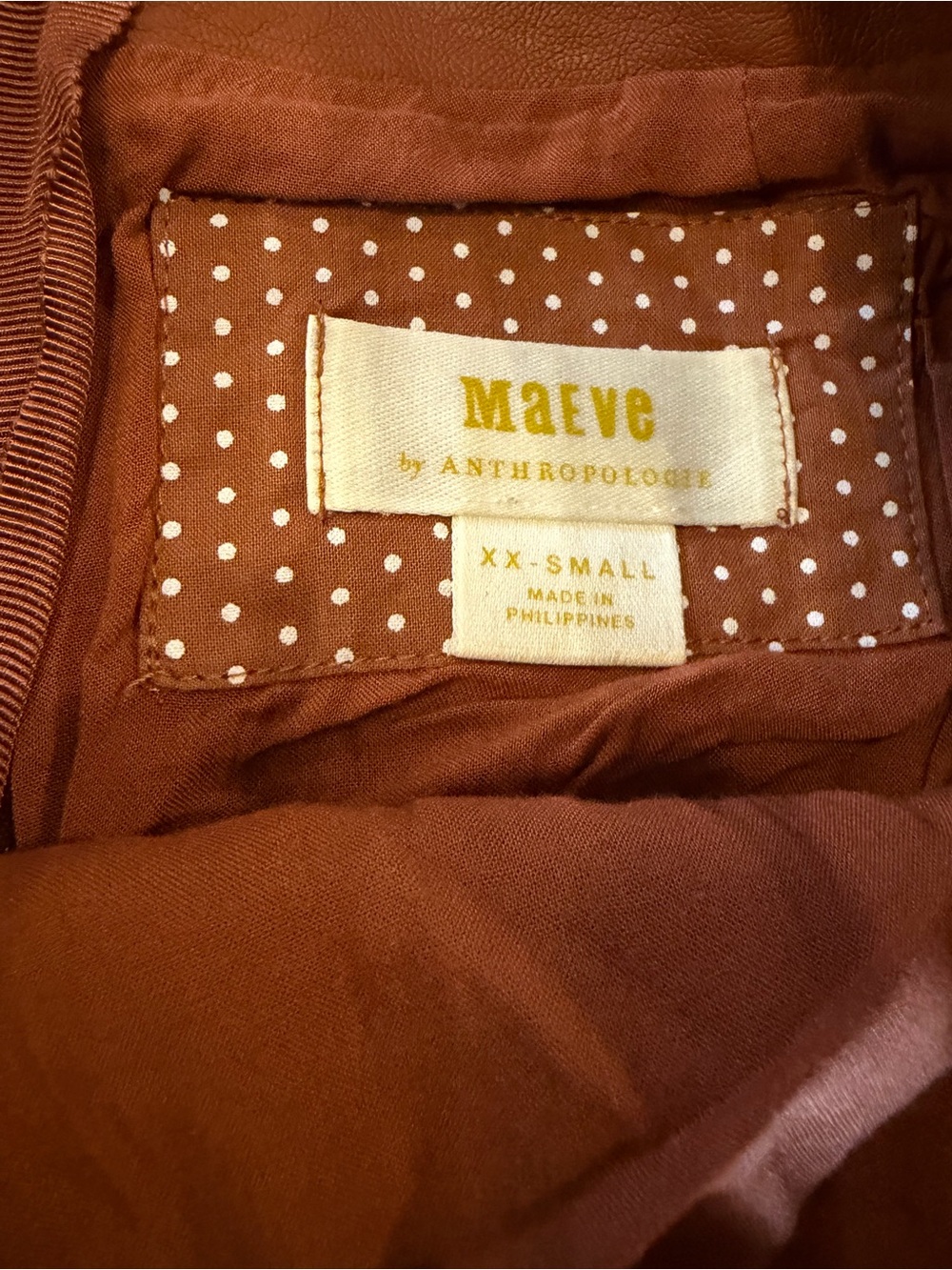 Anthropologie Maeve The Colette A Line Mini Skirt Faux Leather Cognac XXS - Picture 8 of 8